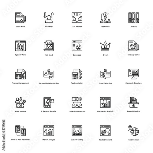 Business and Finance Line Icons Set 25