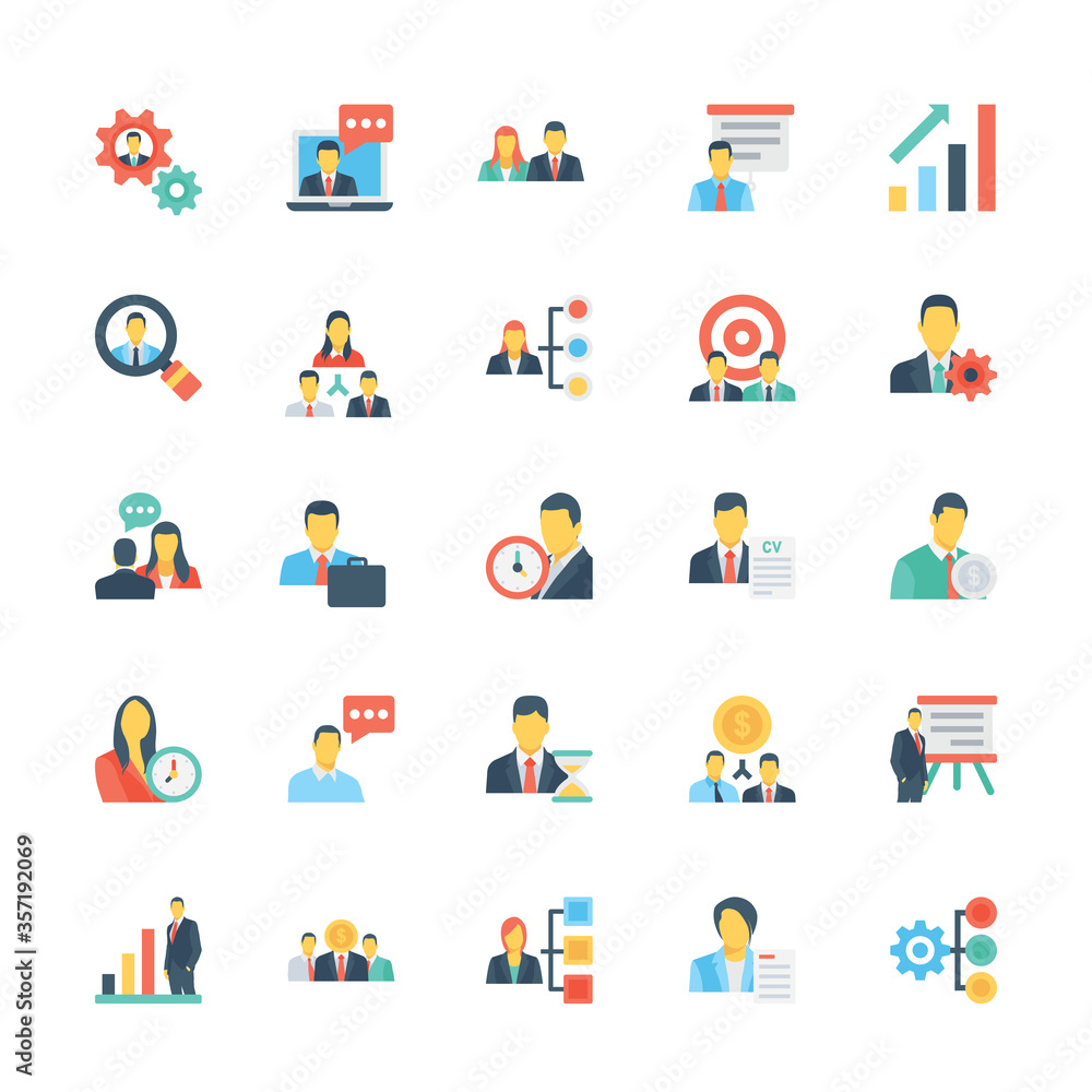 Human Resources and Management Colored Vector Icons 1