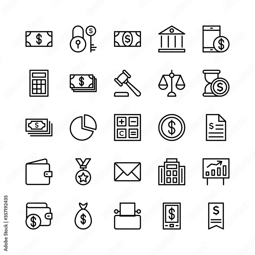 Banking and Finance Outline Vector Icons 1 Banking and Finance Outline Vector Icons 1