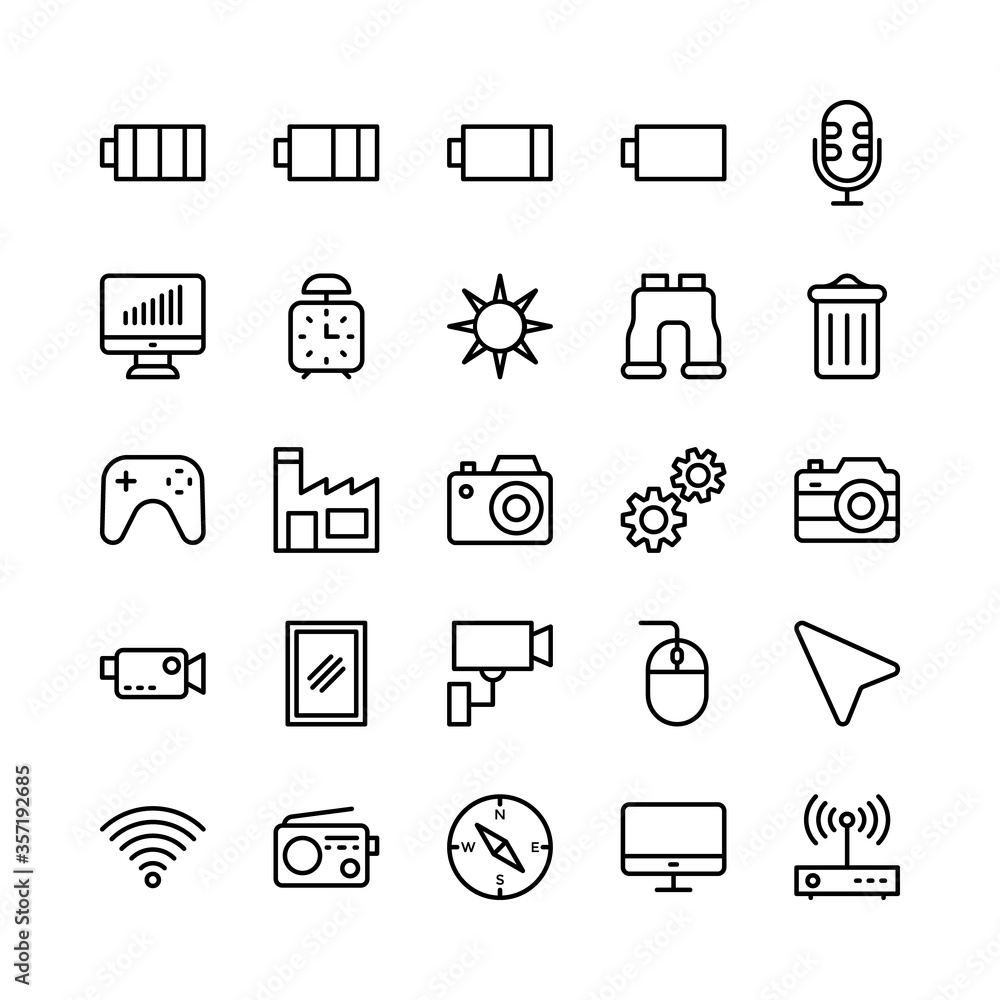 Fototapeta premium Science and Technology Line Vector Icons 13 