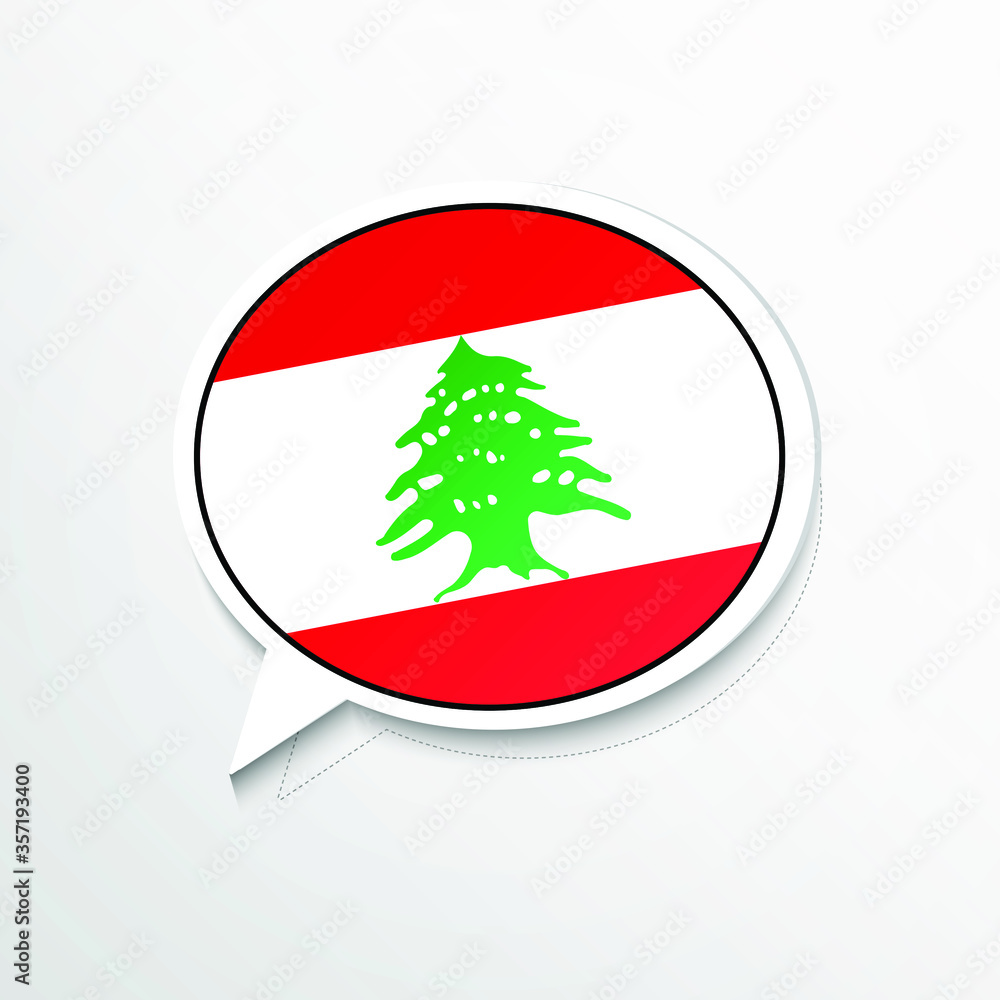 Elegant Lebanon country flag on speech bubble. Abstract languages concept flat illustration Elegant Lebanon country flag on speech bubble. Abstract languages concept flat illustration