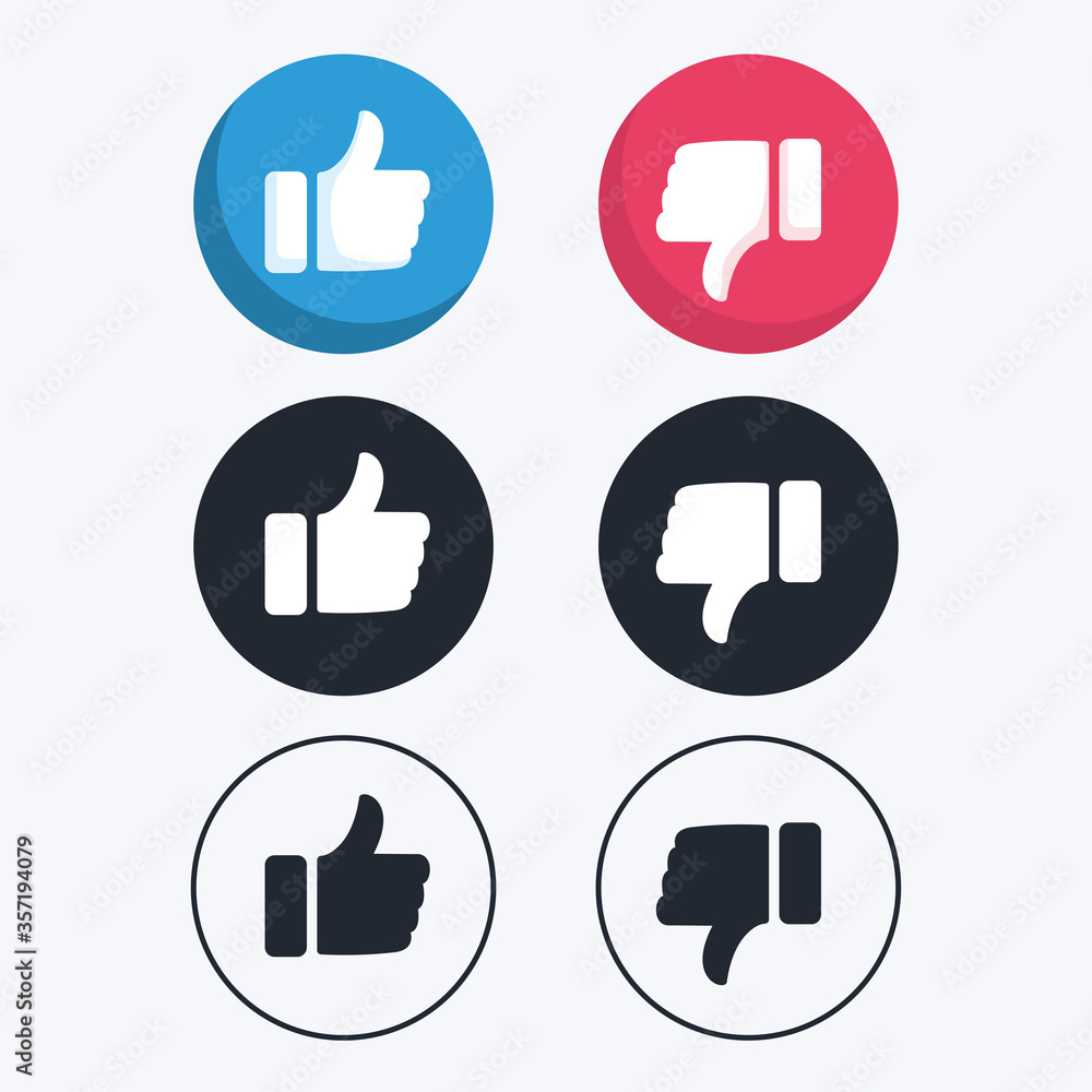 Thumb up and thumb down flat icon. Like and Dislike. Vector illustration. Thumb up and thumb down flat icon. Like and Dislike. Vector illustration.