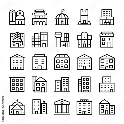 Buildings, Landmarks Line Vector Icons 11