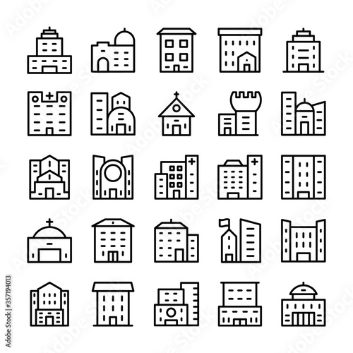 Buildings, Landmarks Line Vector Icons 12