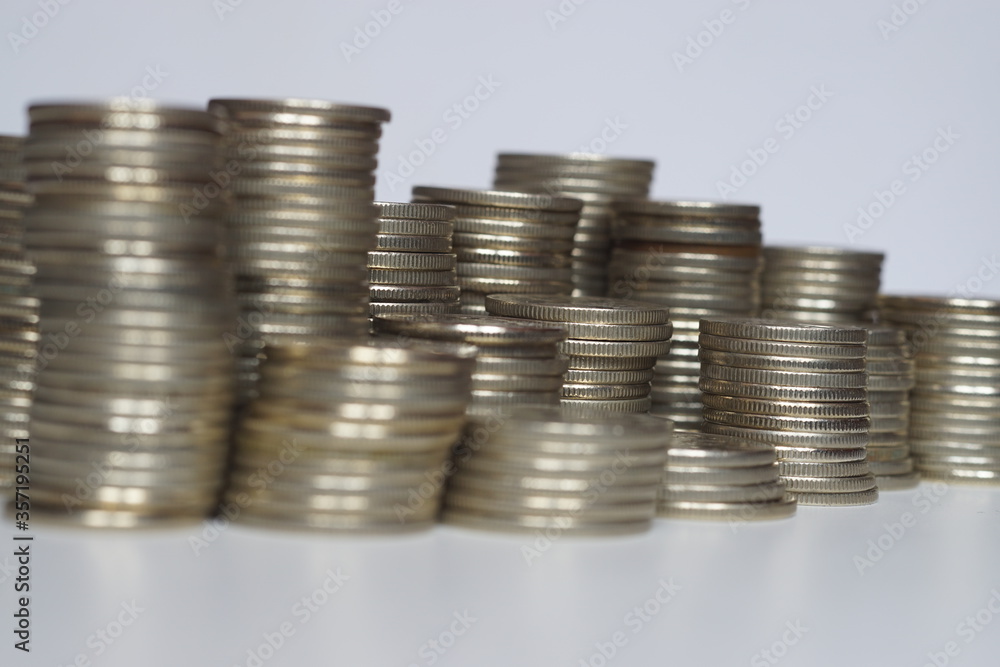 stacks of coins on white background stacks of coins on white background