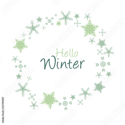 Winter Season Banner with Snowflakes, Branches and Winter Colors