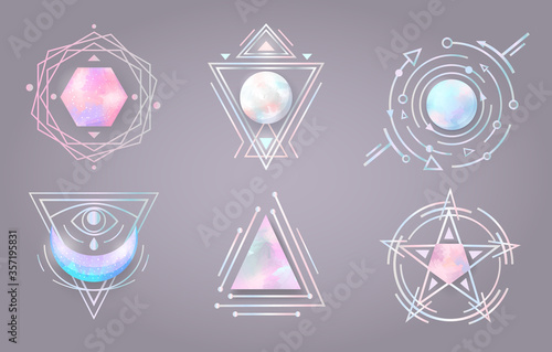 Realistic magic stones in pentagrams