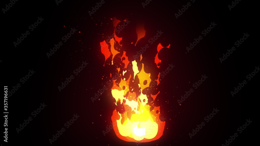 Cartoon Fire 4k. 2D Cartoon FX Element. Glow effect. Fire Explosion 2d  Animation Stock Illustration | Adobe Stock