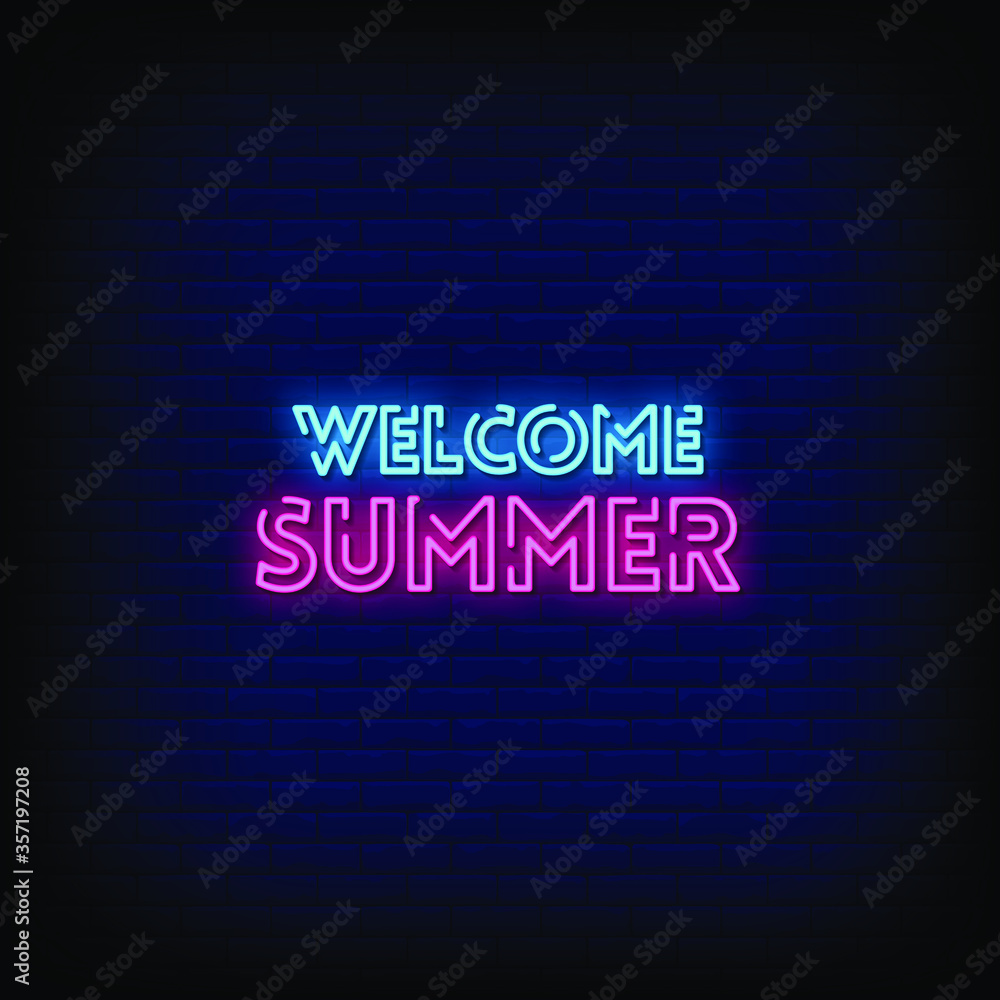 Welcome Summer Neon Signs Style Text vector
