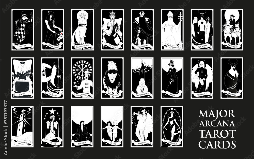 22 Major arcana of the tarot in full, isolated on white background..JPG ...
