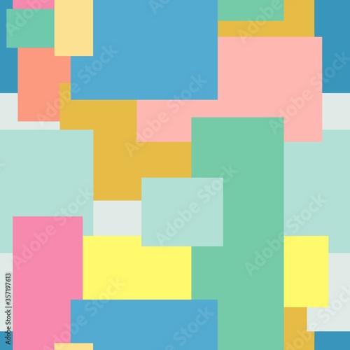 A vector seamless pattern consisting of many colored rectangles partially overlapping each other. Soft pastel trend colors. For fabric design, website design, social networks, books, laptop covers