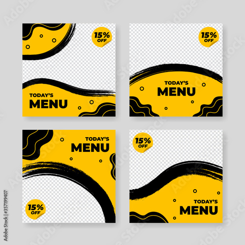 Culinary food social media post set Vector template