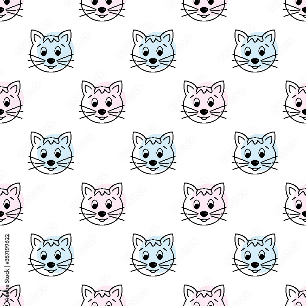 Obraz premium Seamless Pattern Cats. cartoon cat background. Good for wallpaper, design for fabric and decor. 