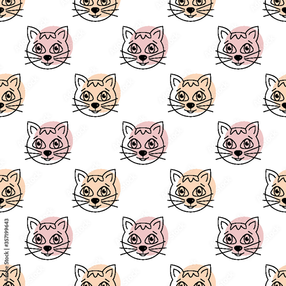 Fototapeta premium Seamless Pattern Cats. cartoon cat background. Good for wallpaper, design for fabric and decor. 