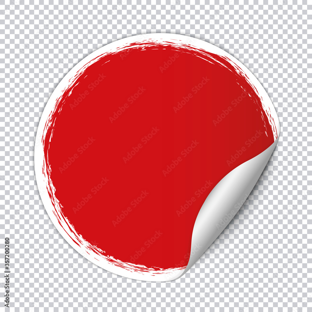 red round paper sticker banner with white brush frame on transparent background red round paper sticker banner with white brush frame on transparent background