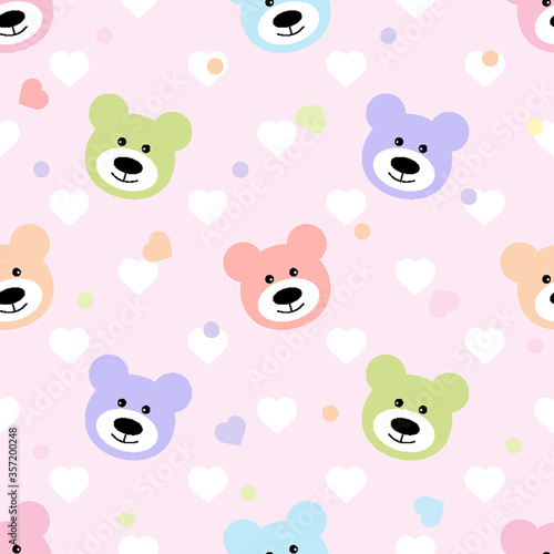 Fototapeta Naklejka Na Ścianę i Meble -  bears  Seamless Pattern.  cartoon baby bears background. Good for  wallpaper, design for fabric and decor. 