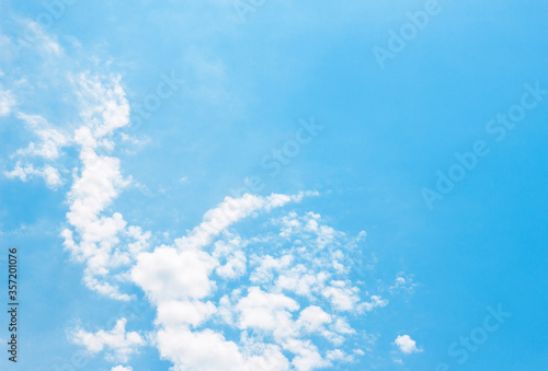 Beautiful clear cloudless sky and some white clouds  copy space for text