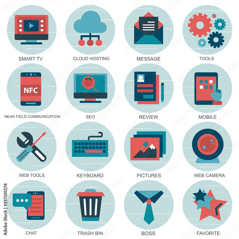 Set vector icons with elements for mobile concepts and web apps. Business and marketing, programming, data management, internet connection, social network, computing, information. Vector Set vector icons with elements for mobile concepts and web apps. Business and marketing, programming, data management, internet connection, social network, computing, information. Vector
