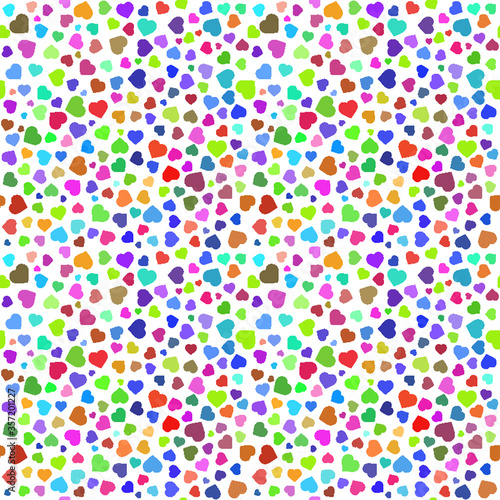 heart Seamless pattern on a white background. Hand drawn colorful heart abstract background. 