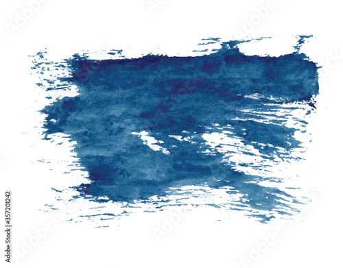 Abstract watercolor classic blue shapes on white background. Color splashing hand drawn vector