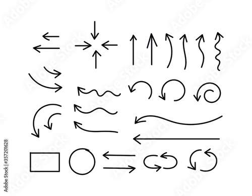 Doddle arrow set, collection of hand drawn arrows, vector set.