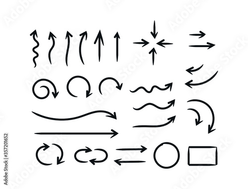 Doddle arrow set, collection of hand drawn arrows, vector set.