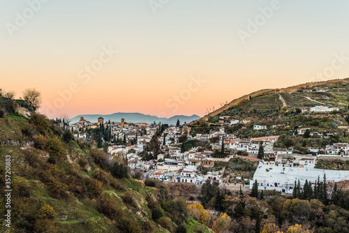 Sacromonte from Avellano Road in Granada, Spain.
