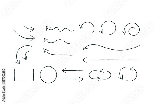 Doddle arrow set, collection of hand drawn arrows, vector set.