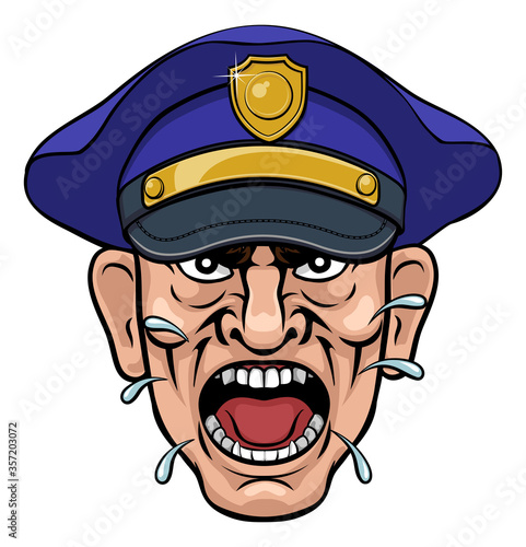 An angry policeman police officer shouting cartoon