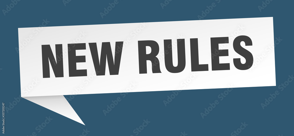 new rules banner. new rules speech bubble. new rules sign