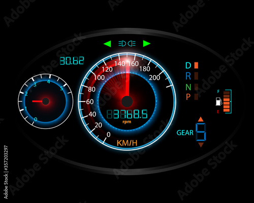 Speedometer movement background with speedometer