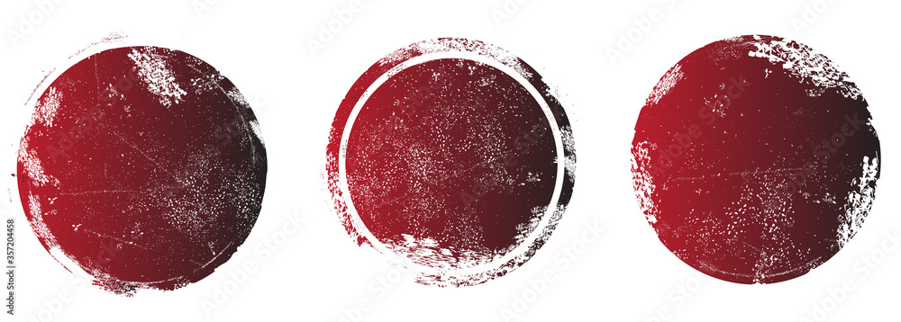 Circle grunge stamp set. Round vector isolated on white background. Red ...