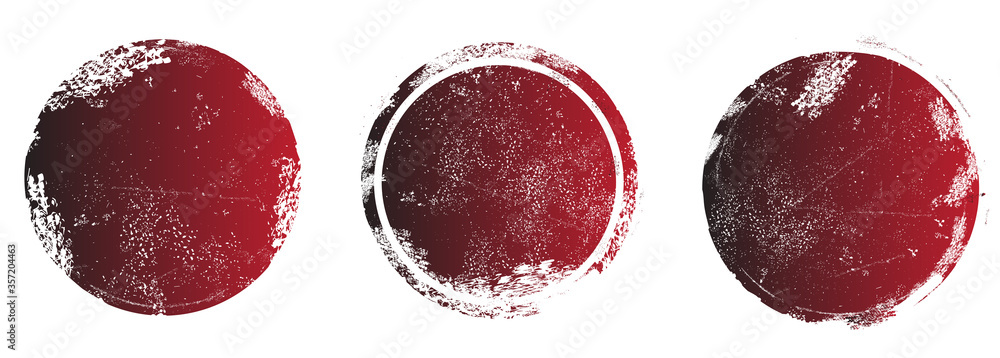 Circle grunge stamp set. Round vector isolated on white background. Red ...