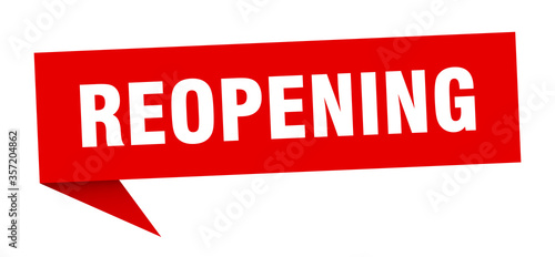 reopening banner. reopening speech bubble. reopening sign