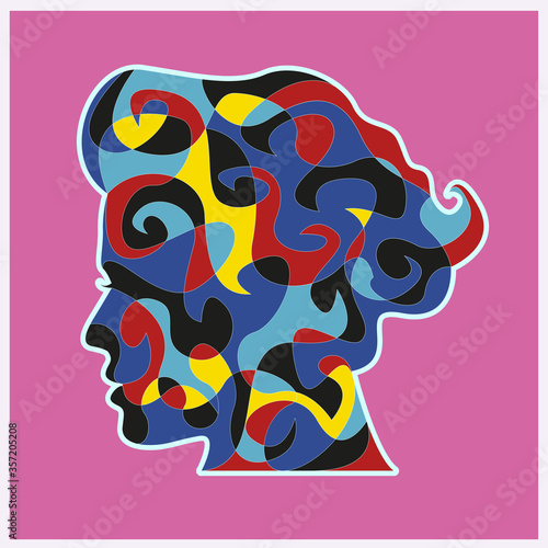 Head  silhouette  image  abstract  decorative  feminine  association  vector.