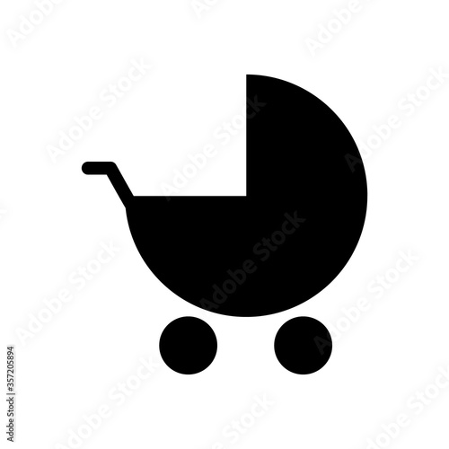 Stroller black icon vector isolated on white background
