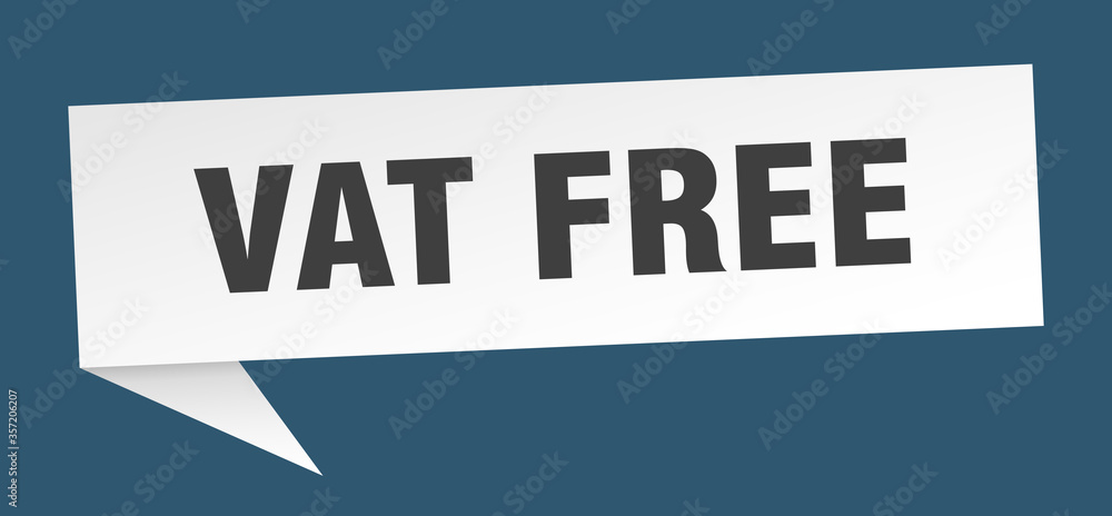 vat free banner. vat free speech bubble. vat free sign