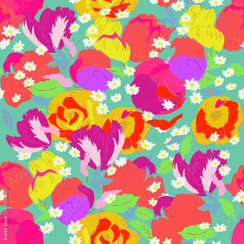 seamless floral pattern. flower illustration for fabric  wallpaper  textile  wrapping paper.