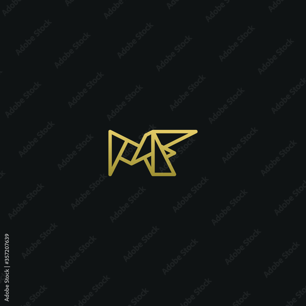 Unique minimal and creative style golden and black color MF or FM initial based logo