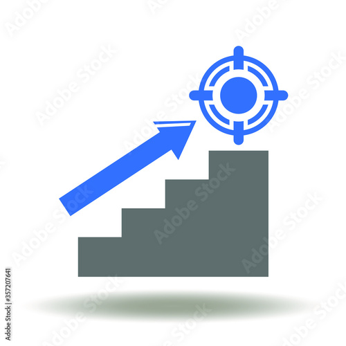 Stairs Ladder Arrow Up Aim Icon Vector. Career Goal Onboarding Business Logo.