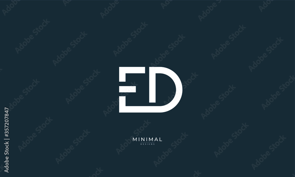 Fototapeta premium Alphabet letter icon logo ED