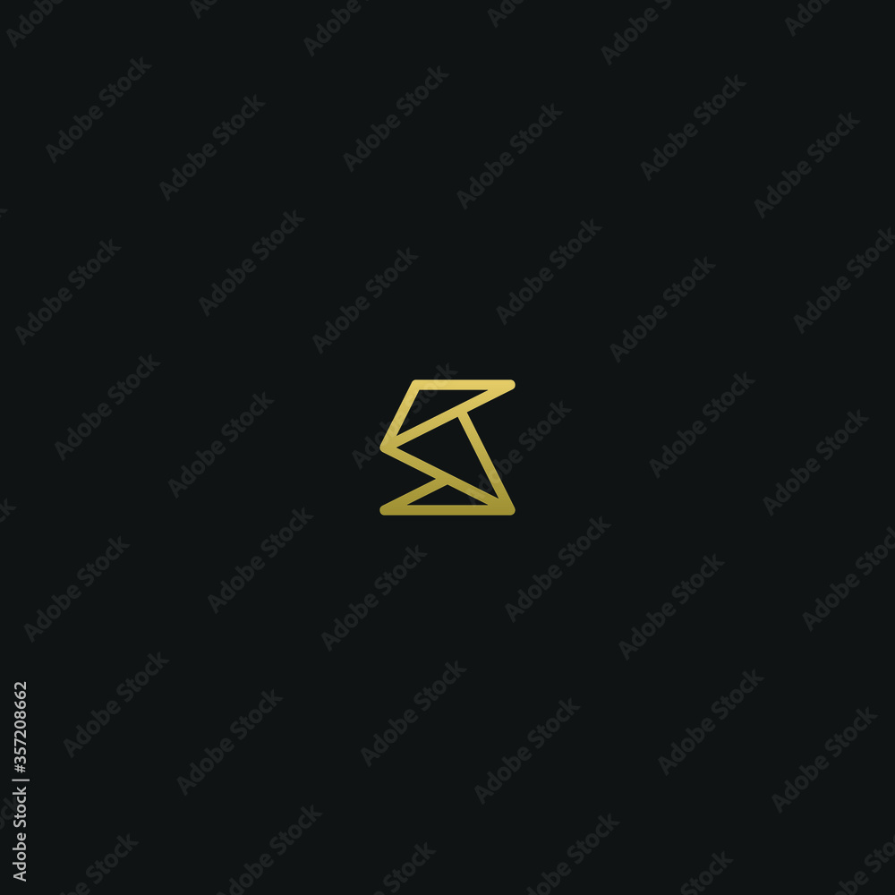 Unique minimal and creative style golden and black color S initial based logo Unique minimal and creative style golden and black color S initial based logo