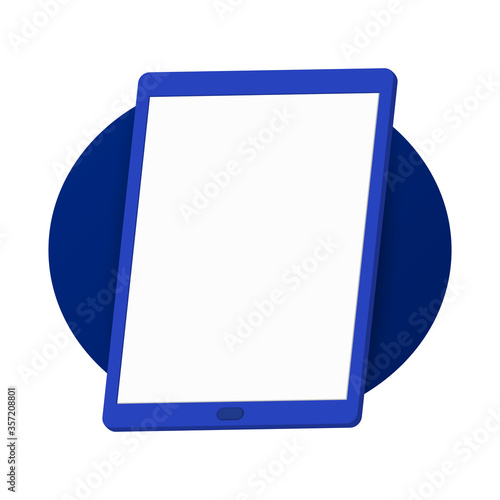 tablet pc frameless blank screen isolated flat. Blue Mockup generic device. UI or UX Template for infographics or presentation 3D realistic. Mobile different angles