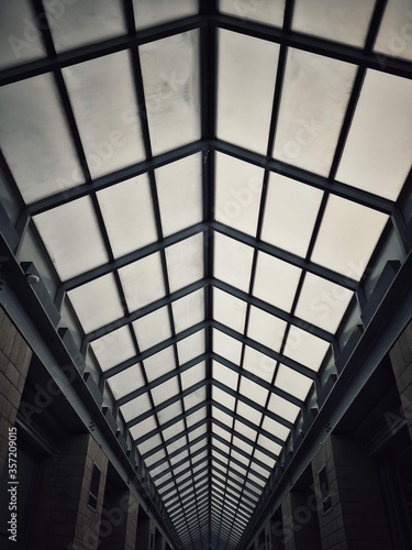 Glass roof inside a hall