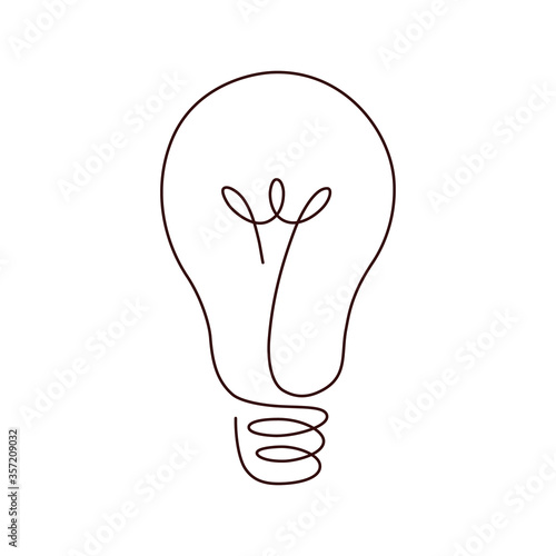 Light bulb continuous line vector illustration with editable stroke.