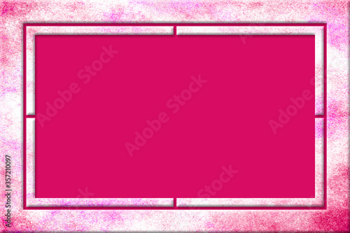 Red and magenta splattered watercolor frame with a modern 3D design over a red background.