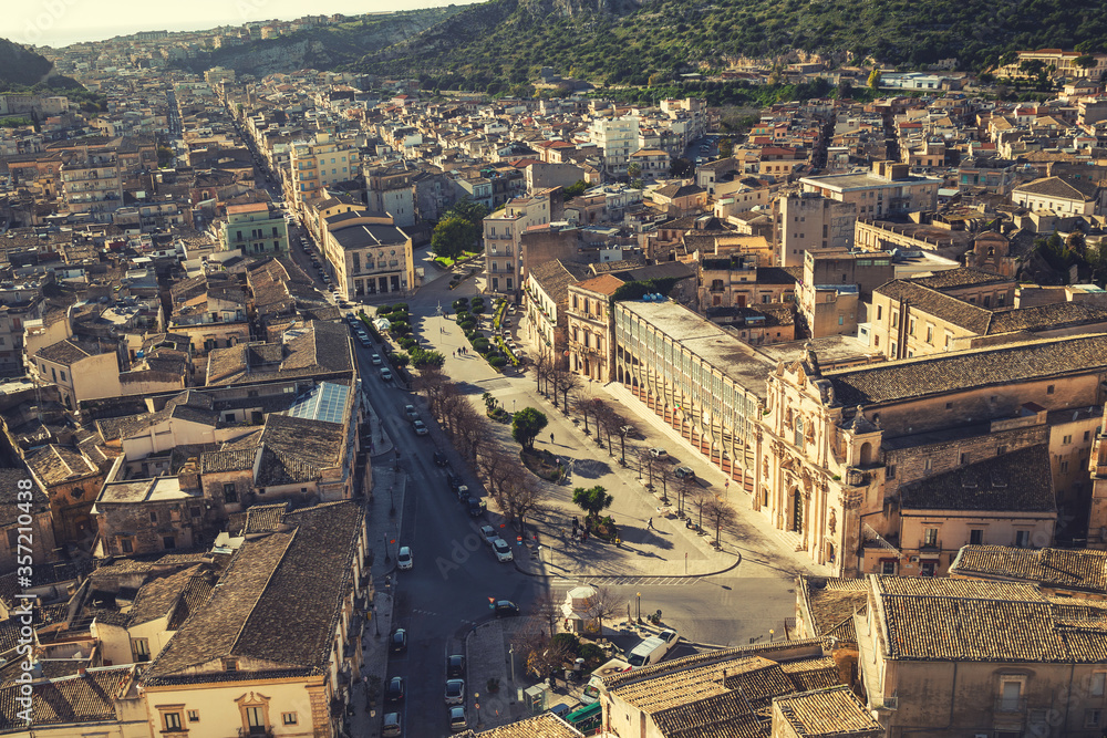 View of the old center of Scicli, Sicily, Italy