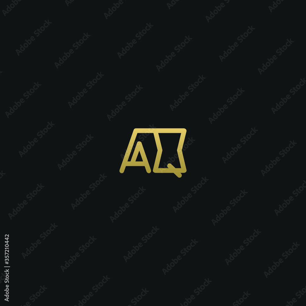 Unique minimal and creative style golden and black color AQ or QA initial based logo Unique minimal and creative style golden and black color AQ or QA initial based logo
