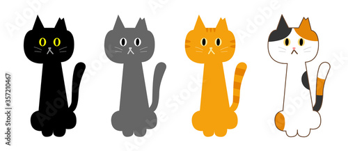 Cartoon set of trap–neuter–return cats. Vector illustration isolated on white background.
