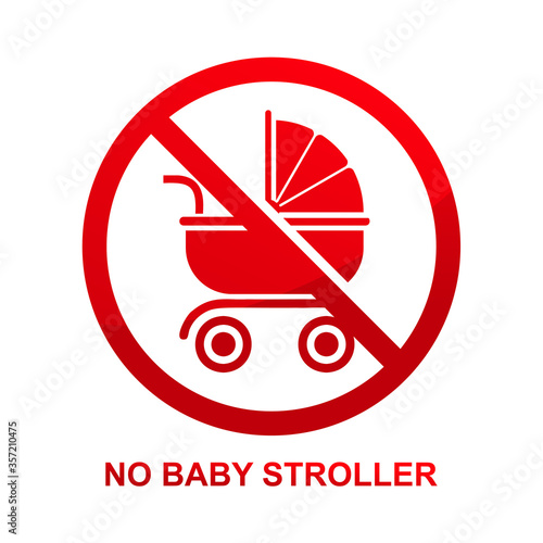 No baby stroller sign isolated on white background vector illustration.